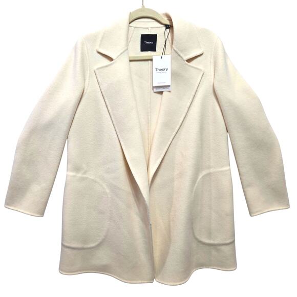 Theory Jackets & Blazers - NWT Theory Clairene Wool Cashmere Jacket Ivory Retail $595 Size Small